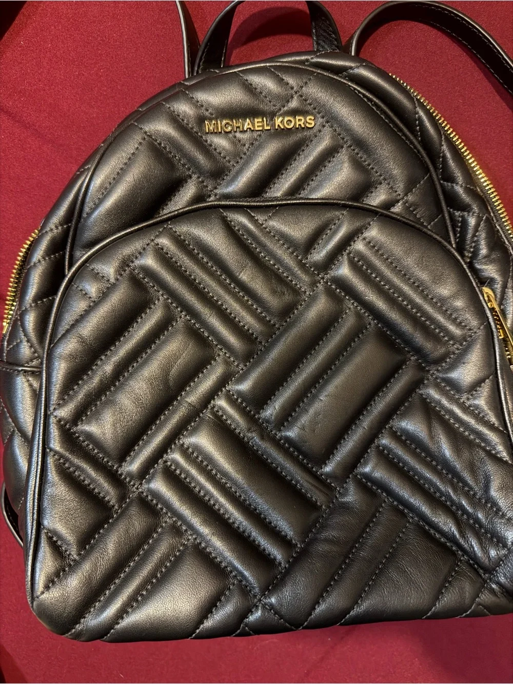Michael Kors Black Quilted Leather Mini Backpack with Gold Hardware